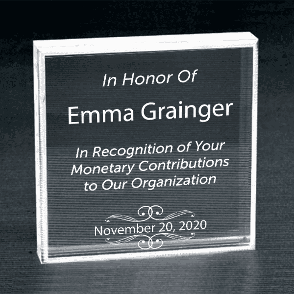 Donor Recognition Clear Paperweight