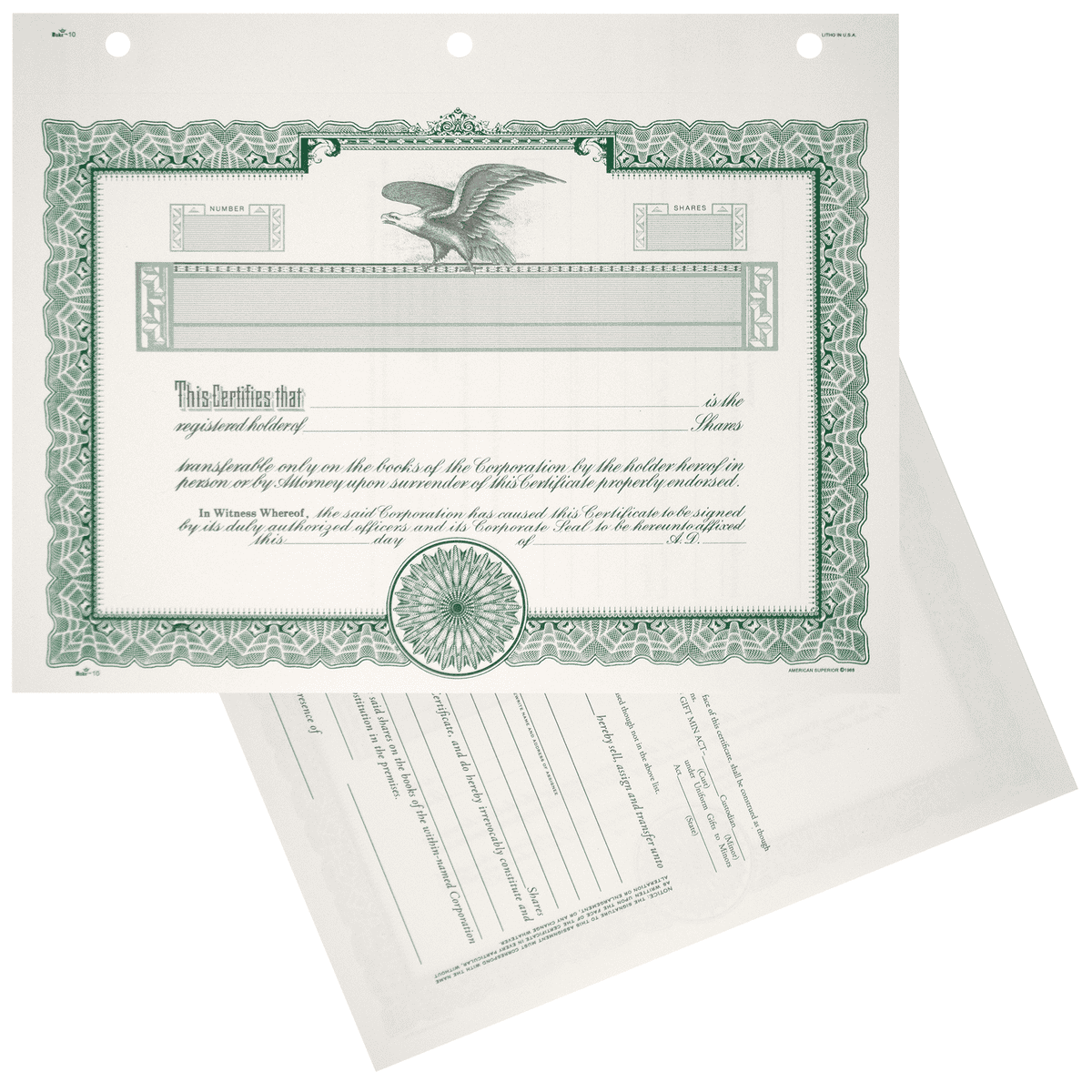 Duke 10 Blank Stock Certificates