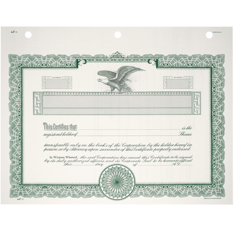 Duke 10 Blank Stock Certificates