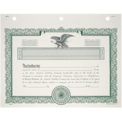 Duke 16 LLC Blank Membership Certificates - alternate view