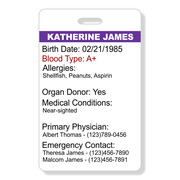 Emergency Health Information Vertical Wallet Reference Card