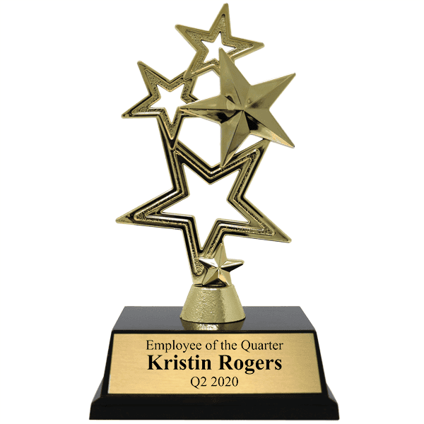 5-Star Employee of the Quarter Gold Award Trophy