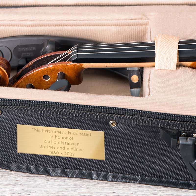 1 By 3 Engraved Brass Plate For A Donated Instrument 