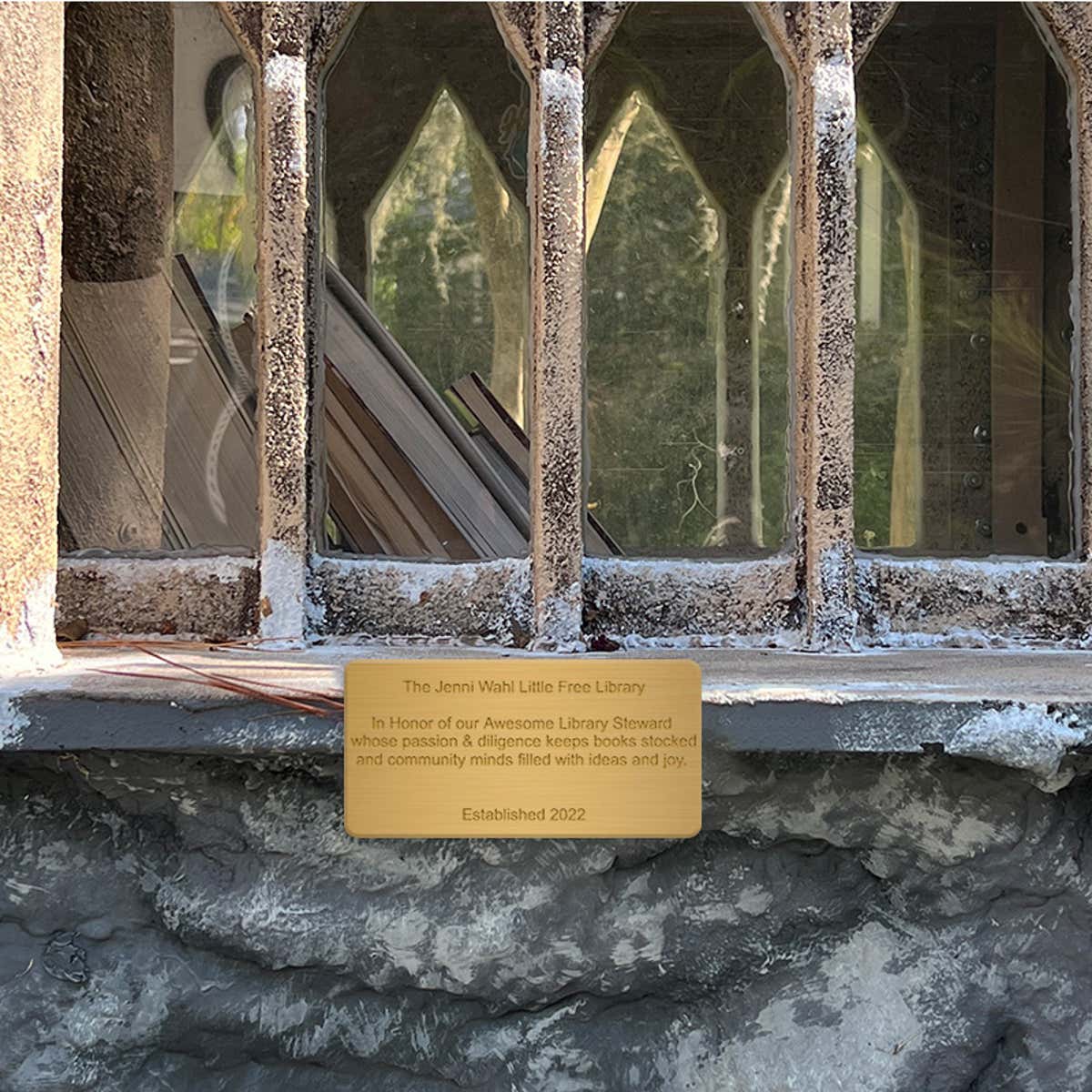 Engraved Brass Plaque Labeling A Little Free Library