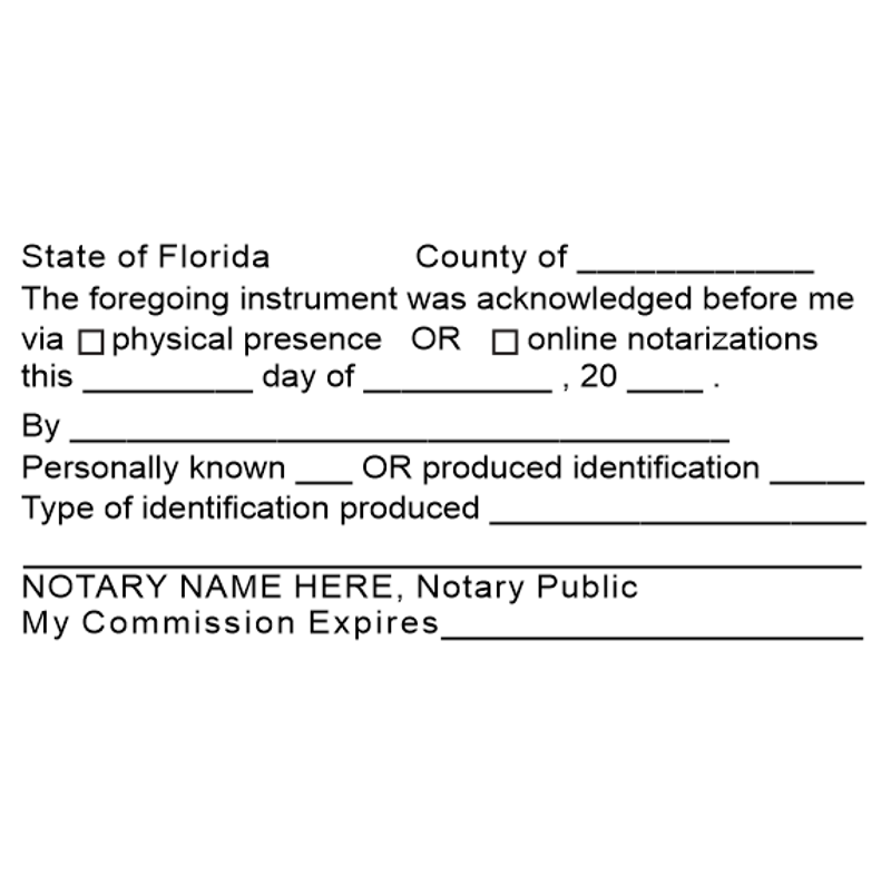 Florida Acknowledgment Notary Stamp
