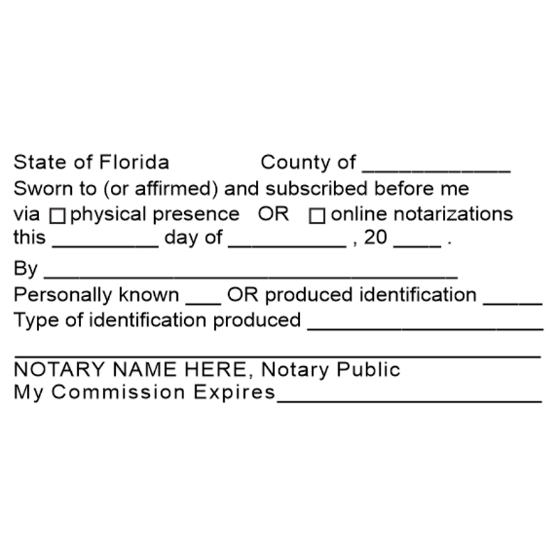 Florida Jurat Notary Stamp