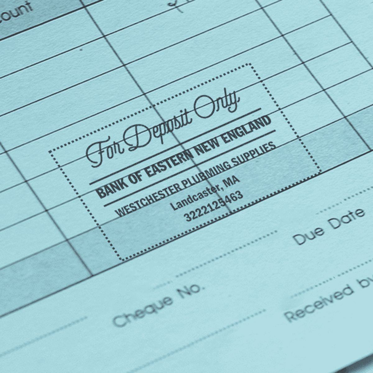 Elegant Script For Deposit Only Financial Stamp in use