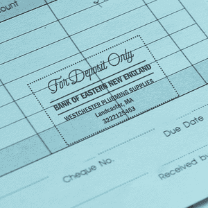 Elegant Script For Deposit Only Financial Stamp in use