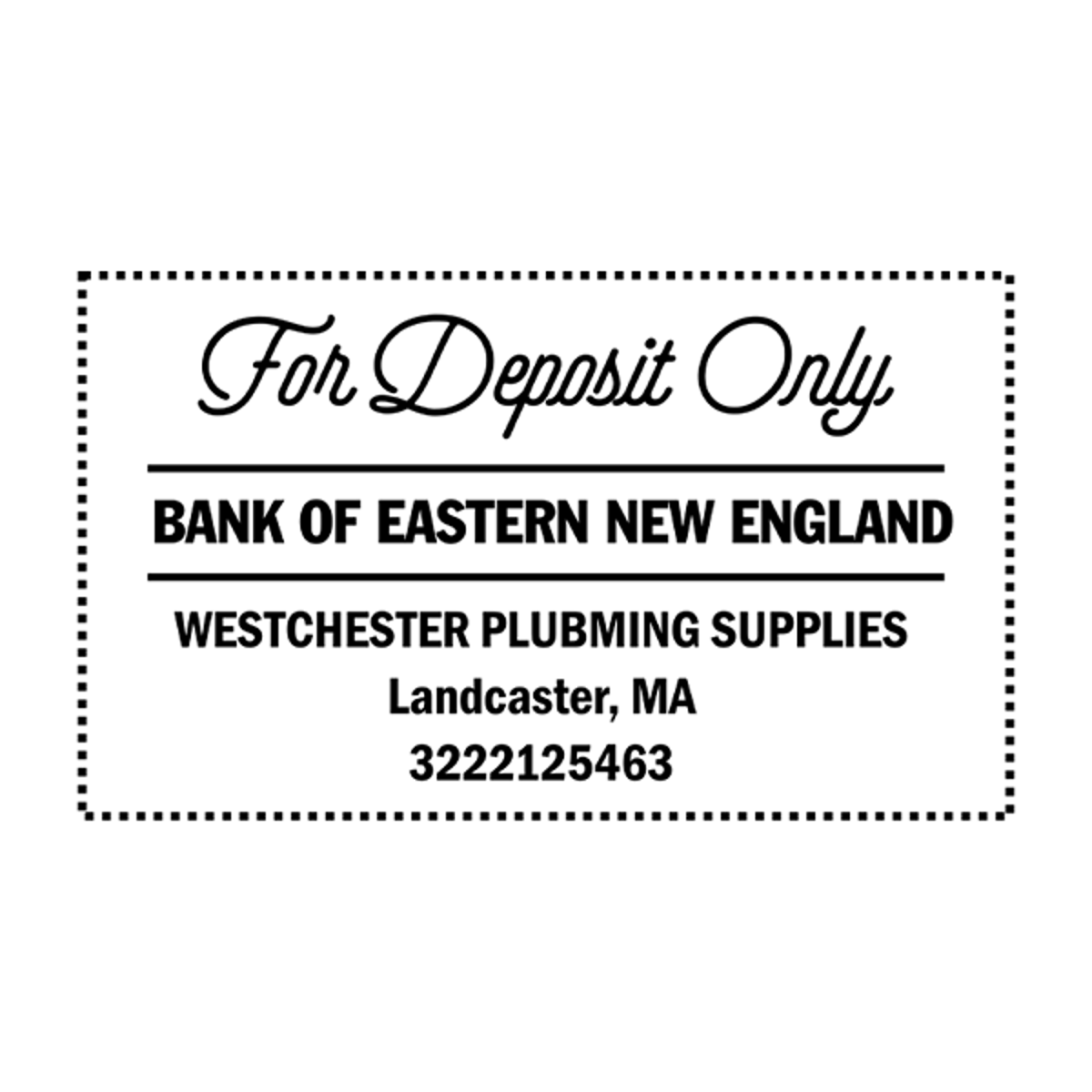 Elegant Script For Deposit Only Financial Stamp