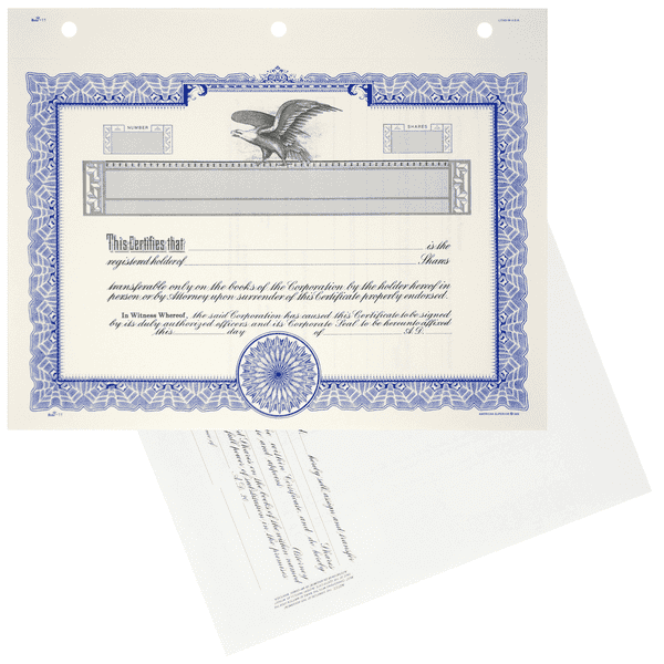 GOES KG3 Blank Corporate Stock Certificates 