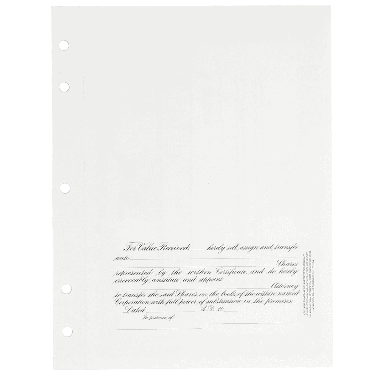 GOES KG3 Blank Corporate Stock Certificates | Quantity of 20 or more