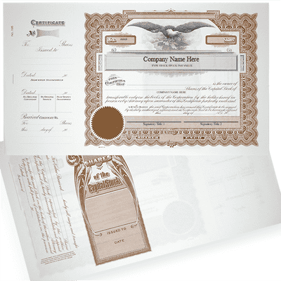 GOES 195 Corporate Stock Certificates | Quantity of 20 or More