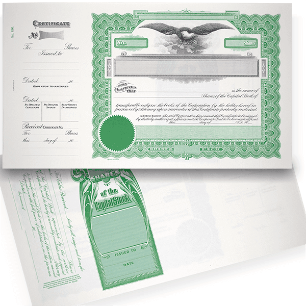 GOES 196 Blank Corporate Stock Certificates 