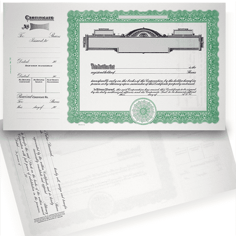GOES 722 Blank Standard Stock Certificates