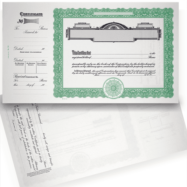 GOES 722 Blank Standard Stock Certificates