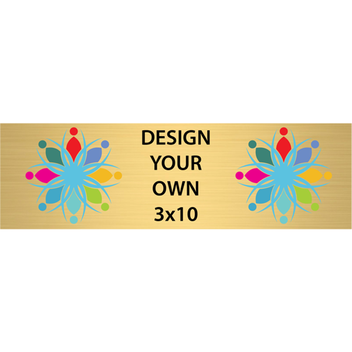 Horizontal Full Color Brass Signs 3" x 10"