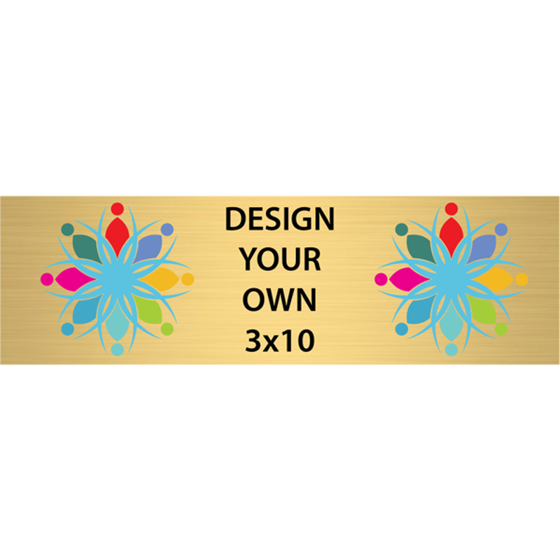 Horizontal Full Color Brass Signs 3" x 10"