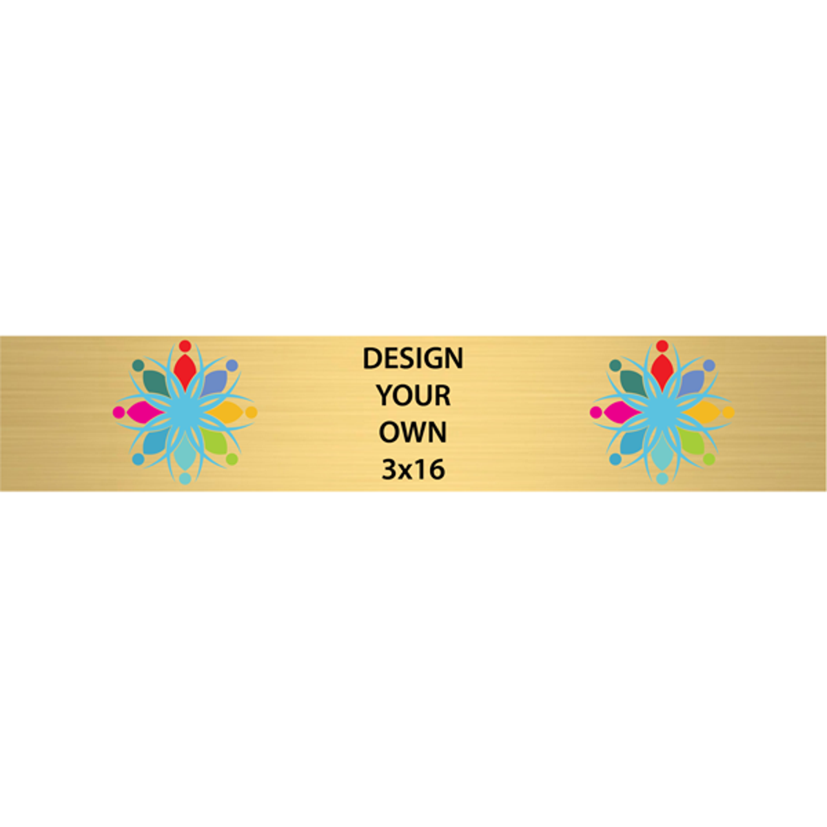Horizontal Full Color Brass Signs 3" x 16"