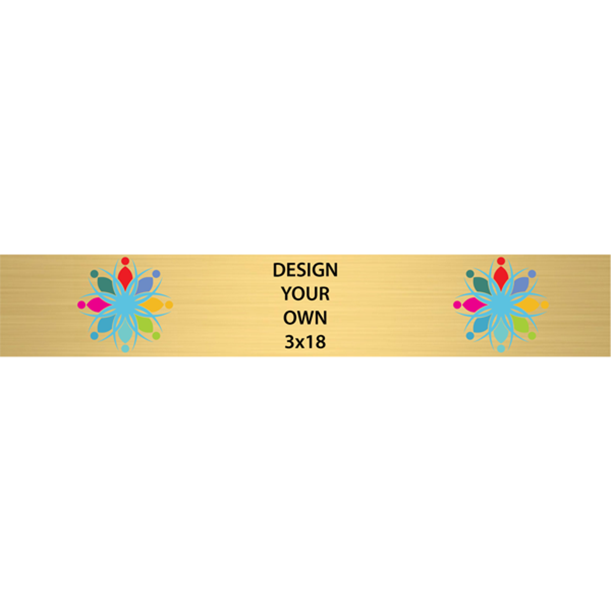 Horizontal Full Color Brass Signs 3" x 18"