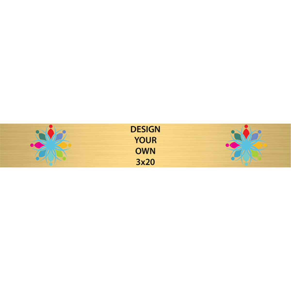 Horizontal Full Color Brass Signs 3" x 20"
