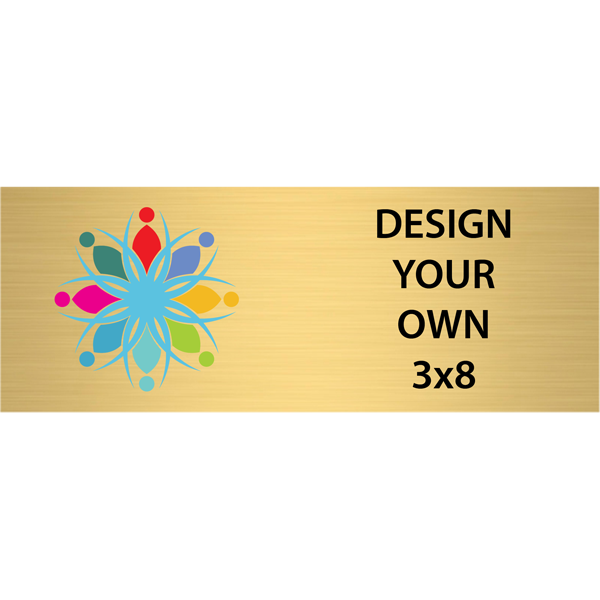 Horizontal Full Color Brass Signs 3" x 8"