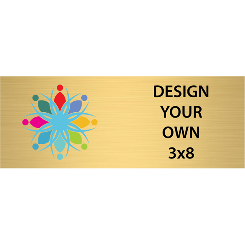 Horizontal Full Color Brass Signs 3" x 8"