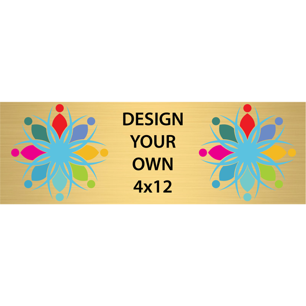 Horizontal Full Color Brass Signs 4" x 12"