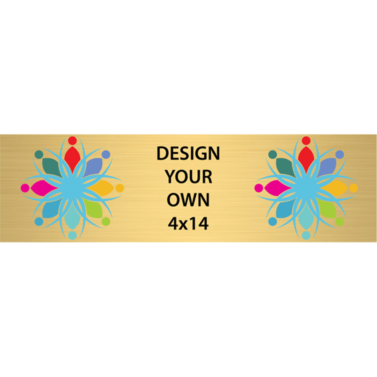 Horizontal Full Color Brass Signs 4" x 14"