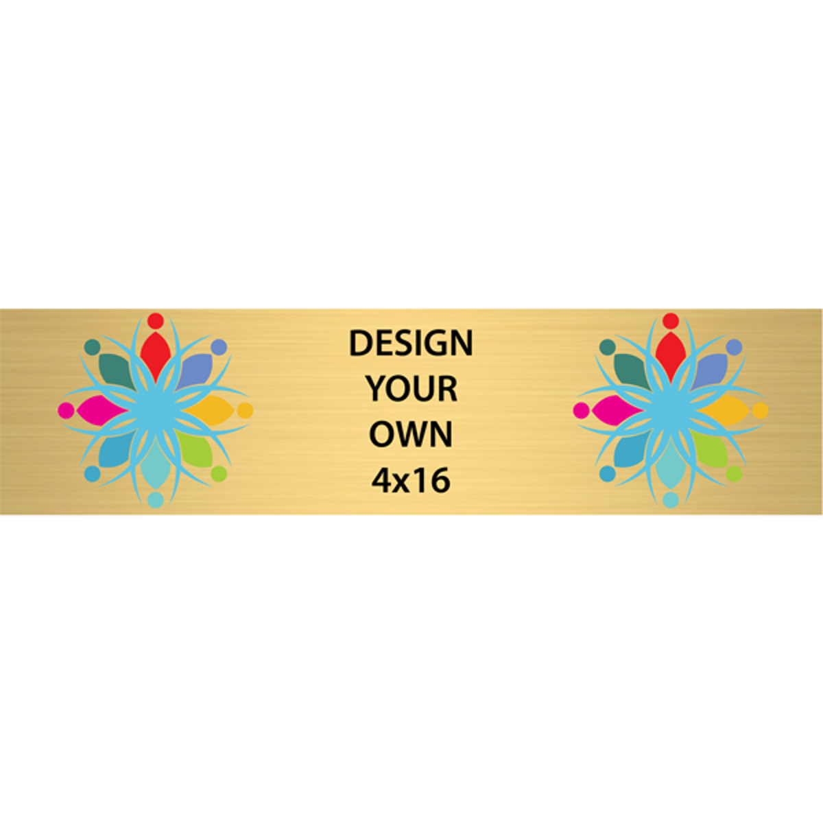 Horizontal Full Color Brass Signs 4" x 16"