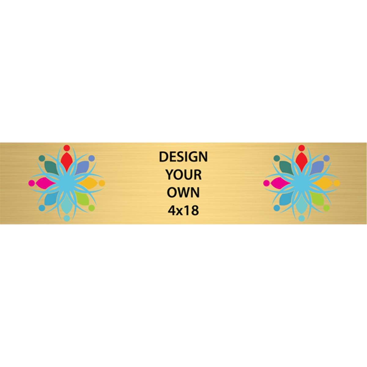 Horizontal Full Color Brass Signs 4" x 18"