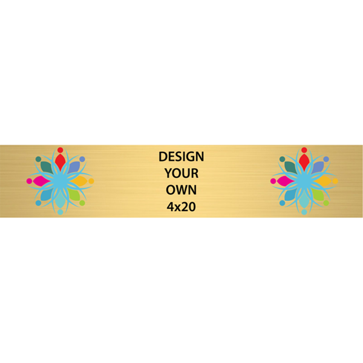 Horizontal Full Color Brass Signs 4" x 20"