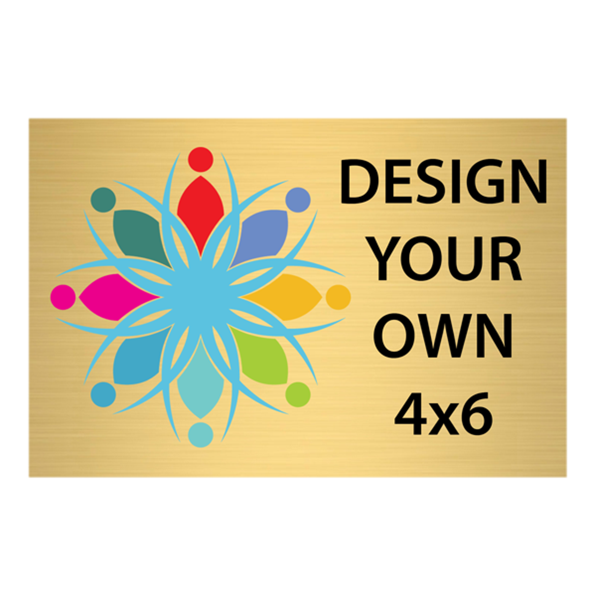 Horizontal Full Color Brass Signs 4" x 6"