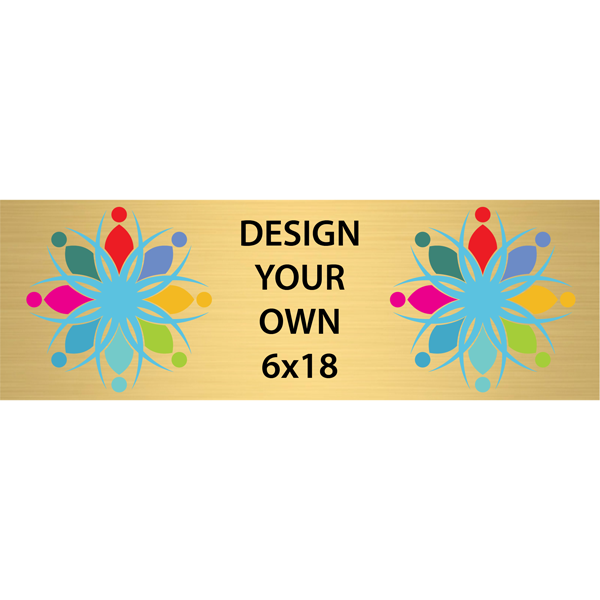 Horizontal Full Color Brass Signs 6" x 18"