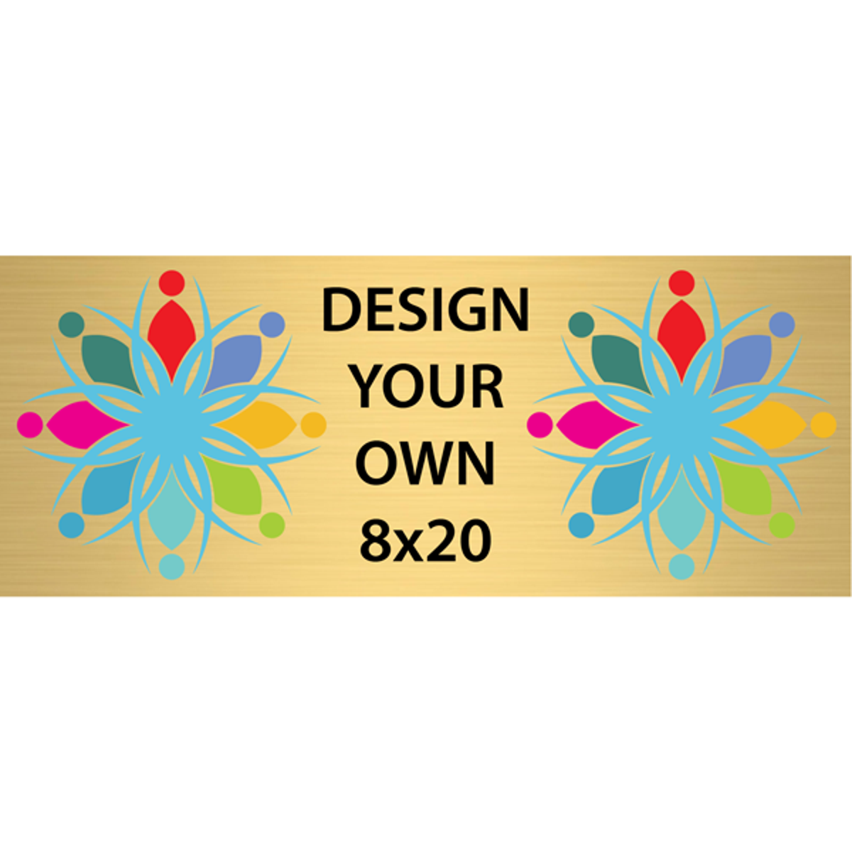 Horizontal Full Color Brass Signs 8" x 20"