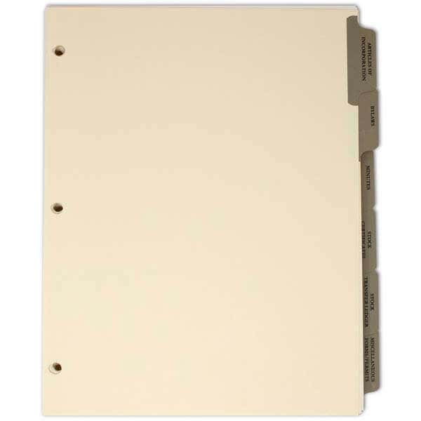 S & C Corp Corporate Kit Index Tab Dividers