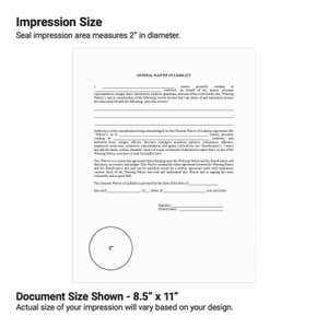 The size of the embosser impression shown at the bottom of a document