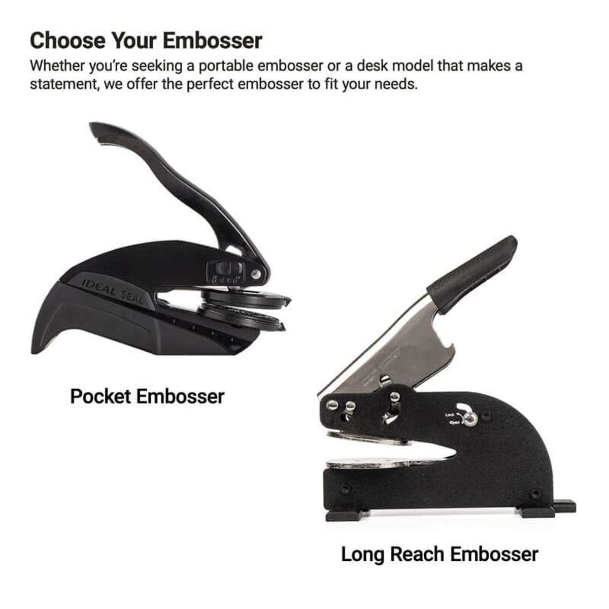 The pocket embosser compared to the long-reach embosser