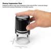 An infographic showing the stamp impression size