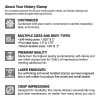 Notary stamp features: customization, multiple sizes, premium quality, and laser engraving.  