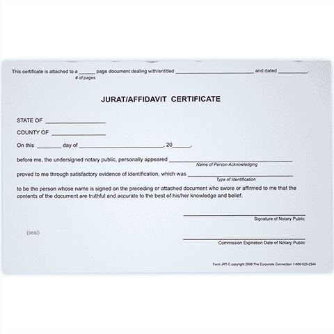 Jurat/Affidavit Notary Certificates