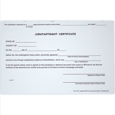 Jurat/Affidavit Notary Certificates