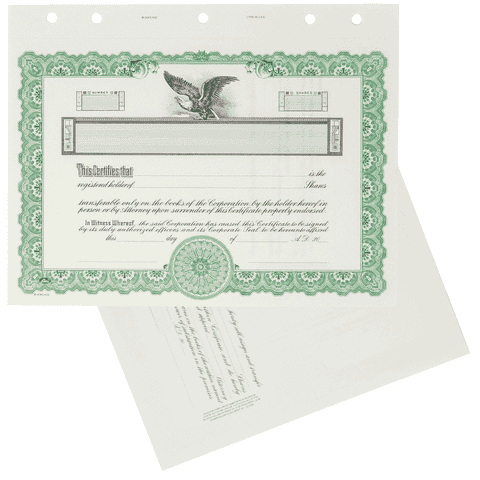 GOES KG2 Blank Corporate Stock Certificates 