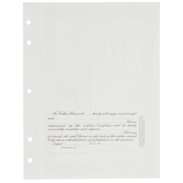 GOES KG2 Blank Corporate Stock Certificates