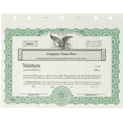GOES KG2 Corporate Stock Certificates - alternate view