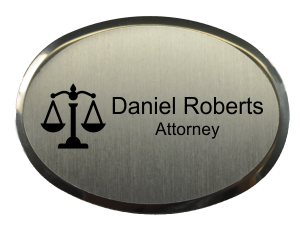 Law Office Oval Name Tag with Premier Holder (2.5" x 1.75")