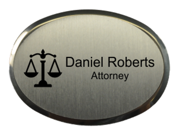 Law Office Oval 2.5" x 1.75" Engraved Name Tag