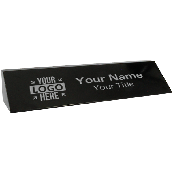 Engraved Black Marble 2" x 10" Desk Name Plate