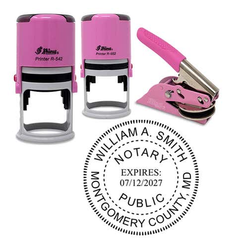 Maryland Round Pink Notary Seal
