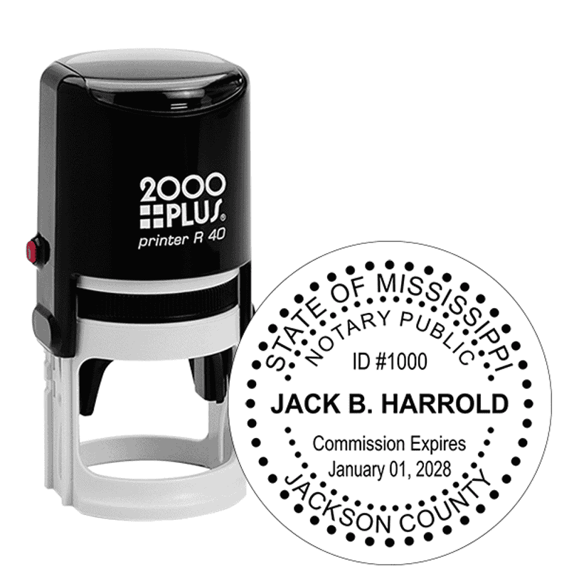 Mississippi Notary Dots Round Stamp