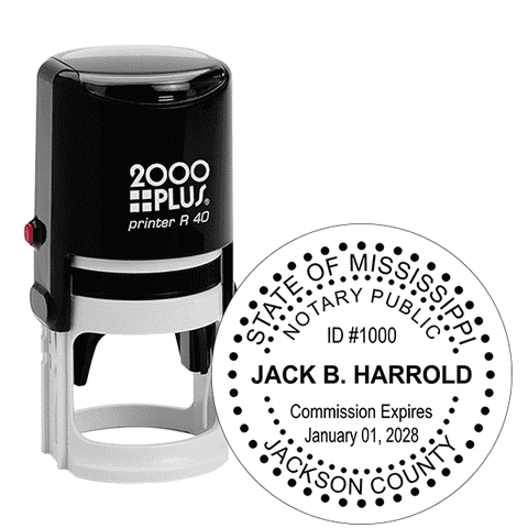 Mississippi Dots Round Notary Stamp